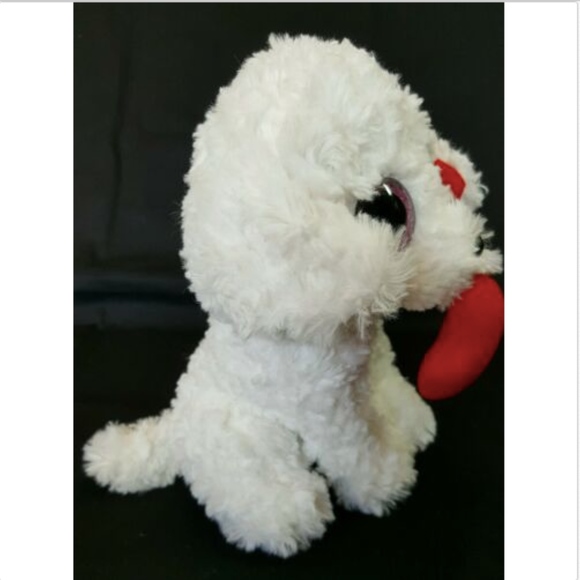 Ty Beanie Boo's Dog white plush puppy red heart 9" stuffed animal Valentines - Picture 4 of 9